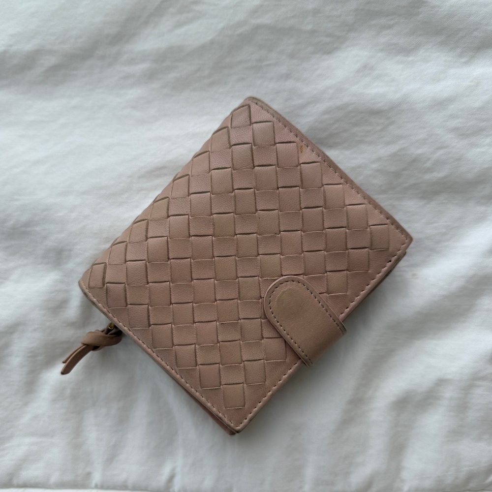 Bottega Veneta Tan Intrecciato Compact Leather Wallet